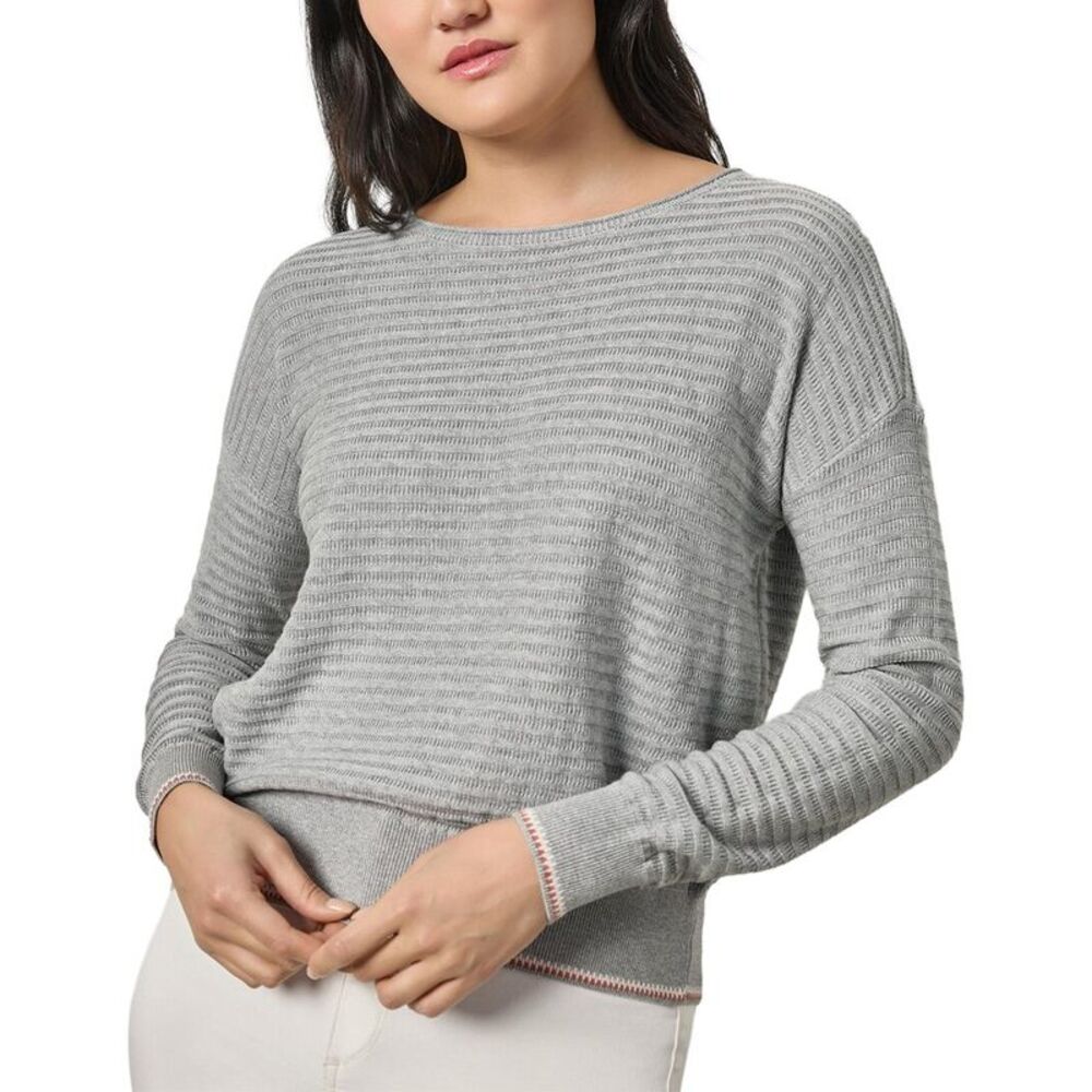 Lilla P Womens Tipped Hem Wide Neck Sweater